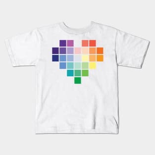 Rainbow Pixel Hearts Kids T-Shirt